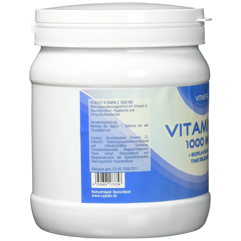 Vitasyg Vitamin C 1000mg + Bioflavonoide, für Immunsystem, Haut, Zähne