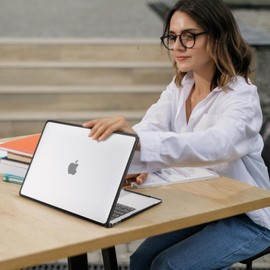 BlueSwan Anti-Cracking Hard Shell Case Compatible with MacBook Air 13 inch, M1 Chip 2018-2021 Model A2337 A2179 A1932, Anti-Fingerprint Soft TPU Bumper, Frosted Clear