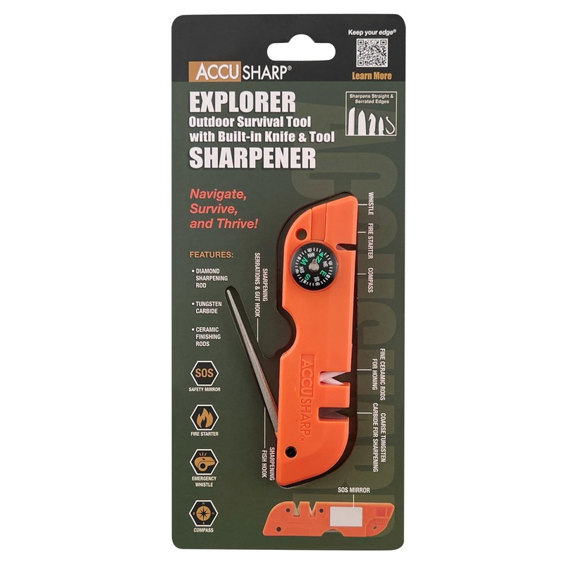 AccuSharp Explorer Outdoor Survival Tool with Built-in Knife & Sharpener,