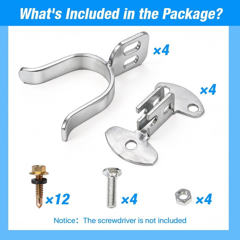 Akamino 4Pcs Gate Fork Latch, 1-3/8" Flat Back Wall Mount