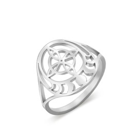 Amaxer Witch Knot Ring for Women Stainless Steel Phase of Moon Wiccan Symbol Ring Witchcraft Amulet Jewelry (silver, 7)