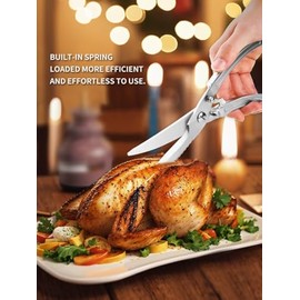 Tijeras de cocina resistentes, tijeras de cocina de acero inoxidable para alimentos y todos los usos, con raspador de escamas de pescado, tijeras de a