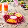 Plasticpro 6 Sectional Round Plastic Serving Tray/Platters Pink Pack of