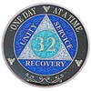 (Years 1-50) 32 Year AA Recovery Silver Color Plated Glitter
