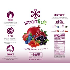 Smartfruit Superfruit All-Stars + Power, 100% Real Fruit Purée, Non-GMO, No Additives, Vegan - 48 Fl. Oz