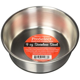 Pro Select Stainless Steel Dog Bowl with Rubber Base, 4-1/2-Inch, 9-Ounce