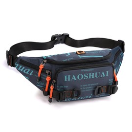 Fanny Pack for Men Women Waist Bag with Headphone Jack Utility Hip Belt Pouch Crossbody Bags Bumbag for Cycling Hiking Walking Fishing Navy
