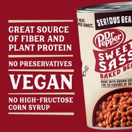 SERIOUS Bean Co Sweet and a Bit Sassy Dr Pepper Baked Beans, Canned Baked Beans made with White Beans, Vegan Beans, Ready to Serve Beans, (16.0 oz (908g) 12 Pack)