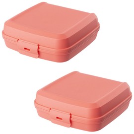 Engelland 2 x Lunch Box Salmon Plastic BPA Free Lunch Box Lunch Box Lunch Box Plastic Container for Kids 14 x 14 x 5 cm