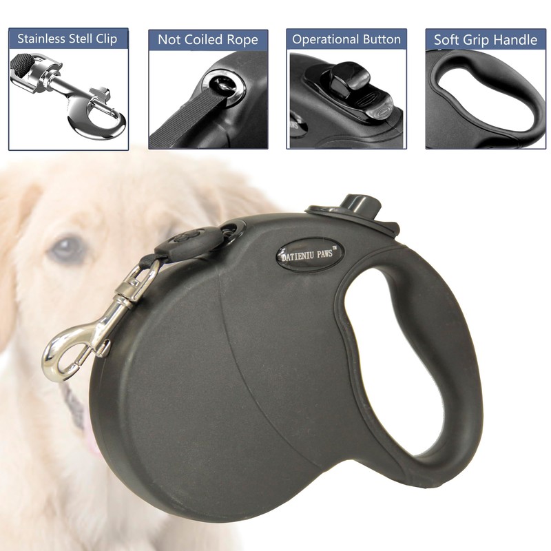 13Ft Chew Proof Retractable Dog Leash Anti-Chewing Wire Ropes Hands-Free