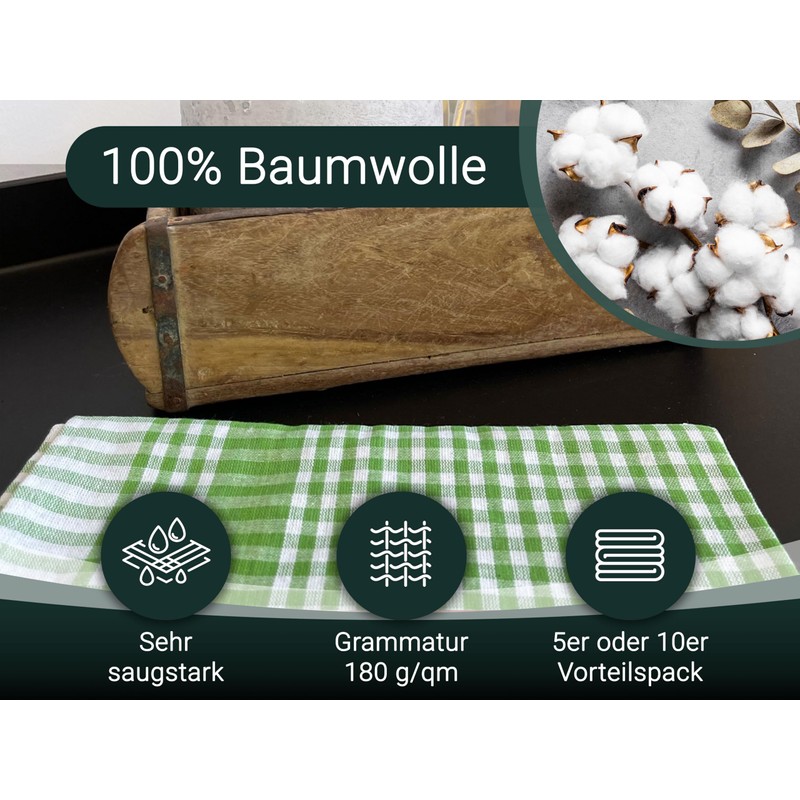ZOLLNER Set of 10 Tea Towels – Cotton in 50