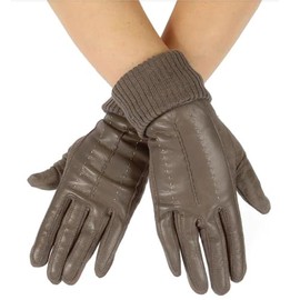 GFM® Womens Soft Faux Leather Gloves - Khaki - (GLOVES-GF-3120-C-KH)