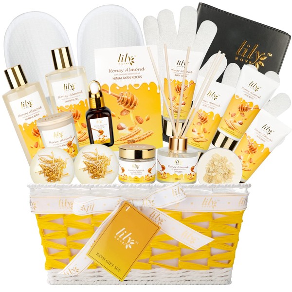 LILY ROY Spa Gift Baskets Set Spa Bath Gift Set Bath and Body Gift Basket Set For Women and Men 18Pcs Gifts Basket Set Spa Kit Works Christmas Birthday Gifts for Women Mothers Father's Day