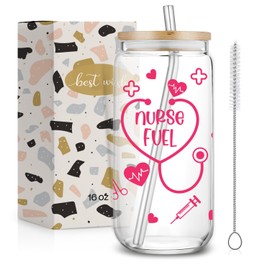 SEWSONG 16oz Ice Coffee Drinking Jars Nurse Gifts,2025 Thank You Gifts for Women Nurse,Best Appreciation Gift for Graduation, Week Easter Birthday, Practitioner RN Gifts-56