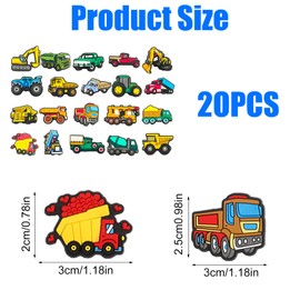 Pack of 20 Shoe Badges in Digger Shape, Cartoon Shoe Decoration, Removable PVC Shoe Charms, DIY Shoe Decoration, Shoe Charms for Packaging Decoration of Children and Adult Shoes