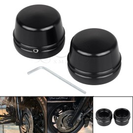 Unbranded Black Front Axle Nut Covers Fits For Harley Dyna Road Glide King FLHR FLTR US