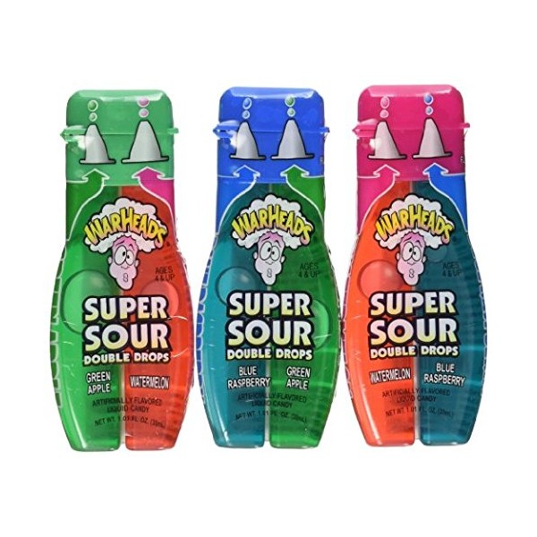 Warheads Super Sour Double Drops- Variety Pack- Pack Of 3