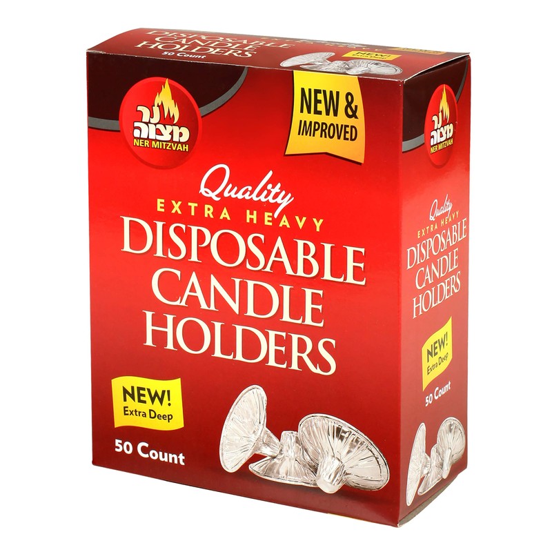Ner Mitzvah Disposable Foil Candle Holders, Heavy Duty Aluminum Protector