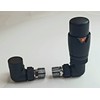 Greened House Kiev Black Designer Corner Thermostatic Radiator & Towel