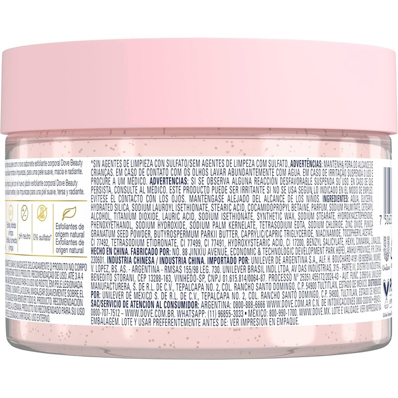 Dove Beauty Scrub Jabón Exfoliante Corporal Granada y Manteca de