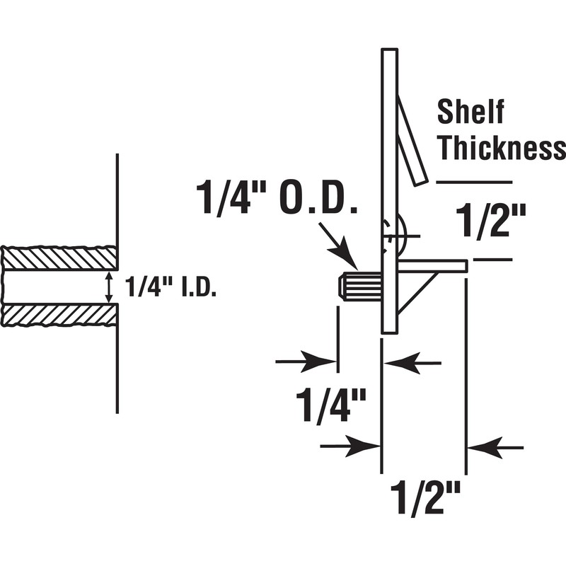 Prime-Line U 11299 Shelf Support Peg, Self-Locking 1/4 In. x