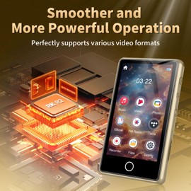 MP3 Player with Bluetooth, 80GB Digital Music Player Portable MP3 & MP4 Players with Speaker, FM Radio, Voice Recorder, Shuffle Repeat, Up to 256GB, Golden