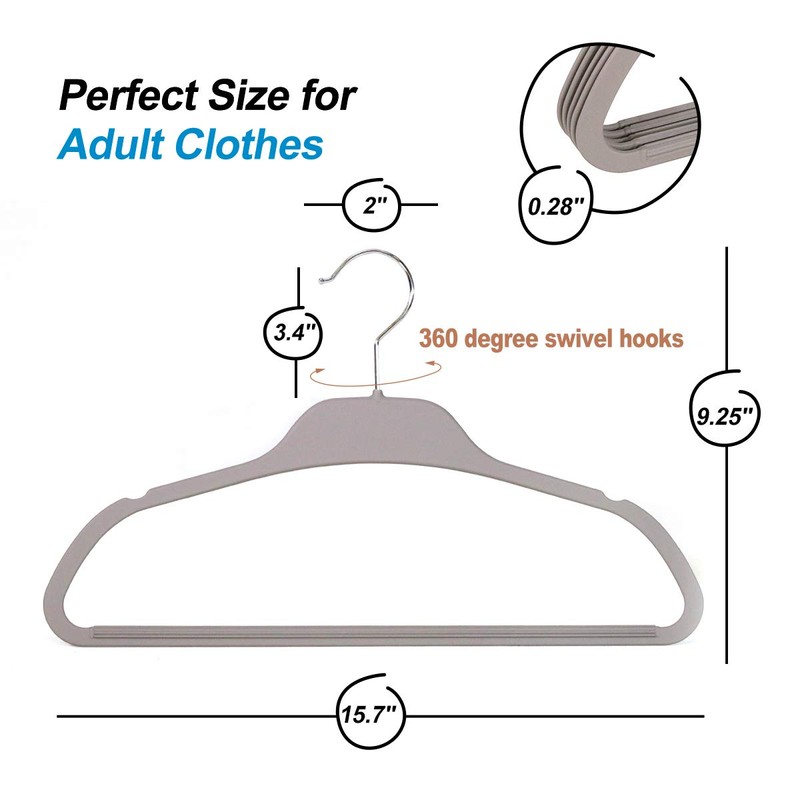 ELONG HOME 30 Pack Rubberized Hangers with Non-Slip Grip, Durable