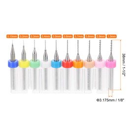 sourcing map 10pcs PCB Drill Bit Set 1/8" Shank 0.15mm-1.0mm Tungsten Carbide Micro Twist Drill Bits Tools for Print Circuit Board Jewelry Plastic Wood Soft Metal
