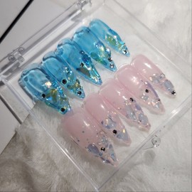 [Handmade nail tips] pure pure (2 ver) - long stiletto / [수제네일팁] pure pure (2 ver) - 롱스틸레토