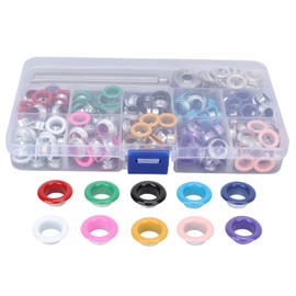 Grommet Tool Kit Iron Plastic Material DIY Making 8mm/0.3in Colorful Plated Eyelets Set for Leather Crafts