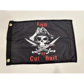 Unbranded Fish Or Cut Bait Pirate Flag 12" x 18" Indoor Outdoor Buccaneer Banner 27,99