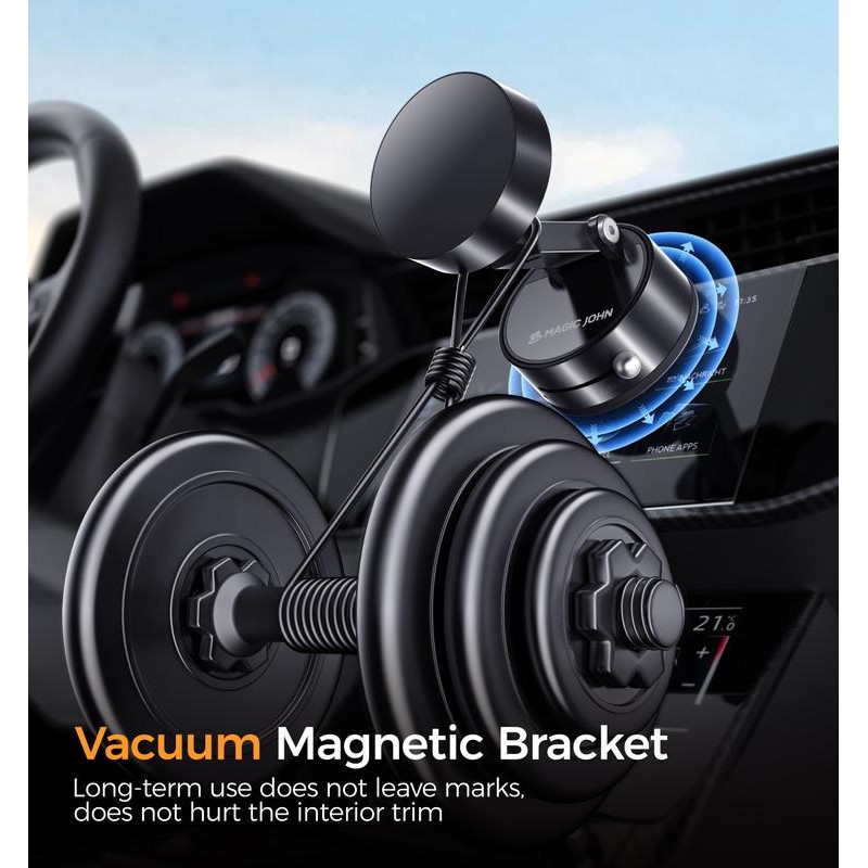 MAGIC JOHN 360° Rotating Magnetic Phone Holder Secure & Adjustable