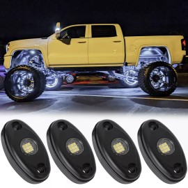 KEEPDSGN For Chevy Silverado 1500 2500 3500 White 4 X LED Rock Neon Underbody Glow Lights
