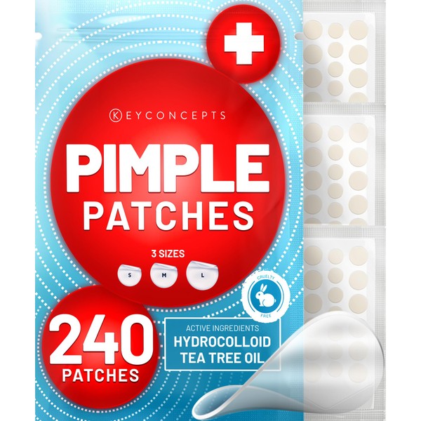 KEYCONCEPTS Pimple Patches for Face (240 Patches), Hydrocolloid Acne Patches