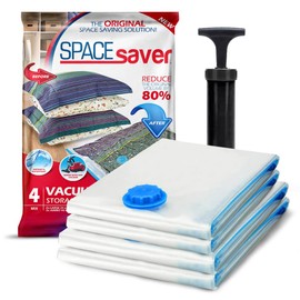4 Pack Variety Vacuum Storage Bags for Comforters, Blankets & Clothes – Vacuum Sealed Compression Bags with Hand Pump – Space Saver Storage Bags for Bedding, Moving, Travel & Organization (2L & 2XL)