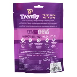 Treatly Combo Chews Beefhide Twist Sticks 5" w/Pork Meat Wrap Dog Chew Treats - 20 Count/1 Pack