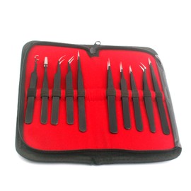 Precise Canada: 10pcs ESD Tweezers Kit Precision Stainless Steel Anti-Static Tweezers Set Non-Magnetic Multi-Standard Tweezers with Storage Bag for Lab Electronics Jewelry and Detailed Work