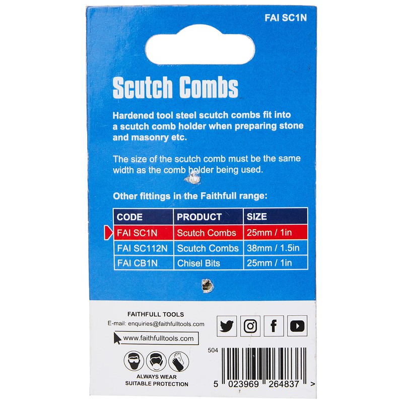 Faithfull FAISC1N Scutch Combs 25 mm (1 Inch) Pack 5,