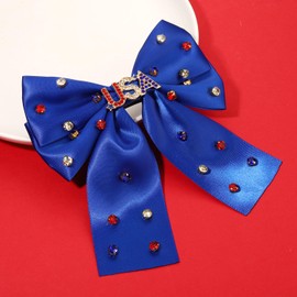 Vokone 4th of July Accessories Hair Bows for Women Girls Big Jeweled Red White Blue USA Hair Bow Clips Patriotic Fourth of July Independence Day Accessories Party Favors USA Blue