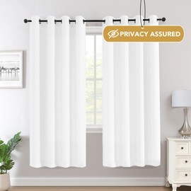 BellaHills Voile Curtains 63 Drop Sheer Curtains for Bedroom Eyelet Top Net Curtains for Windows Light Filtering Semi Sheer Curtains for Living Room 2 Panels, 55 x 63 Inch, White