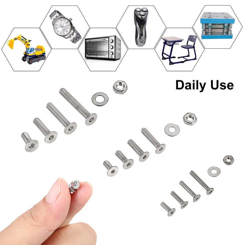FandWay 900Pcs M2 M2.5 M3 Hex Socket Countersunk Screws,304 Stainless