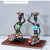 2PCS Vintage African Women Statue Candle Holders Resin Figurines Fits