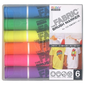マービー ファブリックブラシマーカー 6色 蛍光色