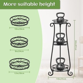 LASZOLA 3 Tier Tall Metal Plant Stand Indoor Outdoor Clearance, 35 Inch Rustproof Iron Flower Pot Holder Shelf, Multiple Heavy Duty Plant Round Rack for Patio Home Planter Corner Garden Balcony (Black)
