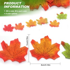 Autumn Maple Leaves Decorations 300 Pcs Fake Autumn Fall Leaves Artificial Faux Maple Leaf for Decoration Thanksgiving Crafts