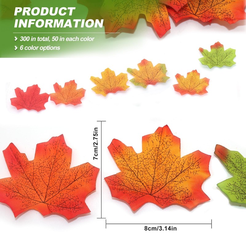 Autumn Maple Leaves Decorations 300 Pcs Fake Autumn Fall Leaves