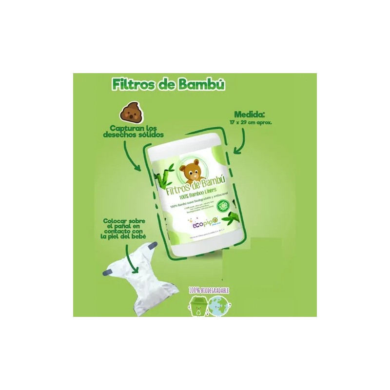 Filtro De Papel Bambú Para Pañales De Tela Rollo 100