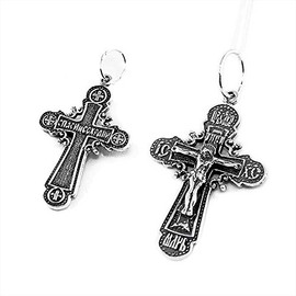 NKlaus K108 Jesus Cross Pendant 925 Silver Orthodox Faith Symbol, Sterling Silver, No Gemstone