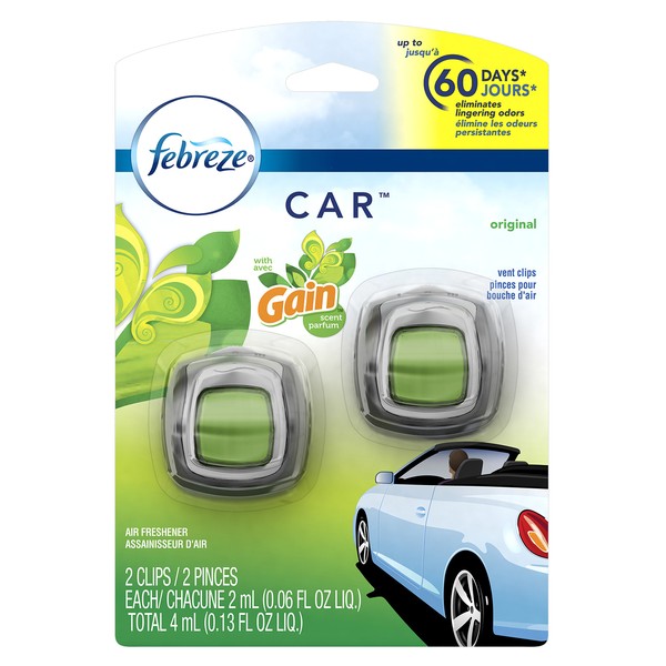 Febreze Car Vent Clips Air Freshener - Gain Original -