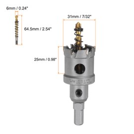 sourcing map Carbide Hole Saw Kit 31mm (7/32") Metal Hole Cutter Set with 2pcs Center Drill Bits Springs 1pcs Wrench for Stainless Steel Copper Iron Aluminum